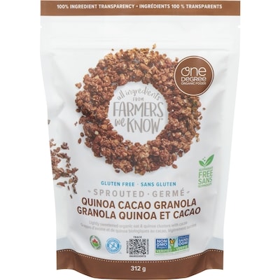 One Degree Quinoa Cacao Granola Sprouted 312 g, $2.88/100g