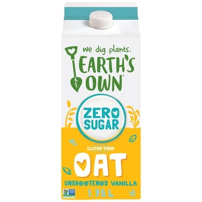 Earth's Own Zero Sugar Gluten-Free Vanilla Oat Milk Alternative 1.75 l, $0.21/100ml