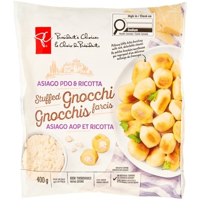 President's Choice Asiago PDO and Ricotta Stuffed Gnocchi 400 g, $1.62/100g
