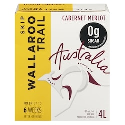 Wallaroo Trail Cabernet Merlot (ID required at pick-up) 4 l, $1.15/100ml