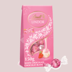 LINDOR Strawberries and Cream White Chocolate Truffles Bag