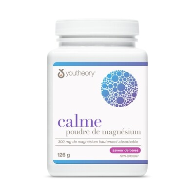 Youtheory Calme poudre de magnésium saveur de baies 126 g, 23,80 $/100g