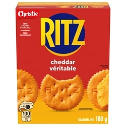 Christie Craquelins RITZ au cheddar véritable, format en bouchées, craquelins croustillants au fromage 180 g, 1,55 $/100g