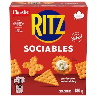 Christie RITZ Sociables Crackers, 4 unique cracker shapes, Eat on its own or topped 180 g, $1.94/100g
