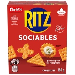 Christie Craquelins RITZ Sociables, 4 formes de craquelins uniques, à manger nature ou en topping 180 g, 2,49 $/100g