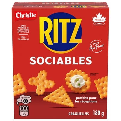 Christie Craquelins RITZ Sociables, 4 formes de craquelins uniques, à manger nature ou en topping 180 g, 2,50 $/100g