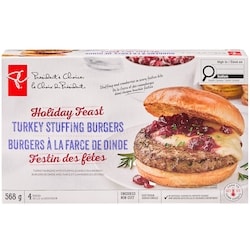 President's Choice Holiday Feast Turkey Stuffing Burgers  568 g, $2.46/100g