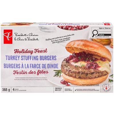 le Choix du Président Burgers à la farce de dinde, festin des fêtes 568 g, 2,46 $/100g