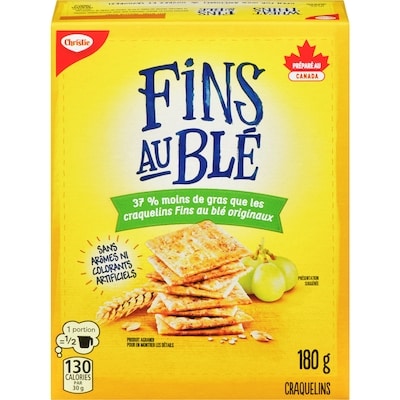 Christie Craquelins FINS AU BLÉ avec 37 % moins de gras, sans colorants ni arômes artificiels 180 g, 2,49 $/100g