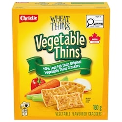 Christie Wheat Thins Vegetable Thins 40% Less Fat Crackers 180 g, $1.94/100g