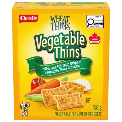 Christie Wheat Thins Vegetable Thins 40% Less Fat Crackers 180 g, $2.78/100g