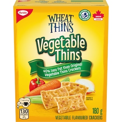 Christie Craquelins MINCES AUX LÉGUMES avec 40 % moins de gras 180 g, 1,67 $/100g