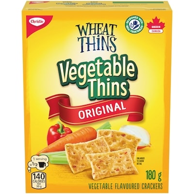 Christie Wheat Thins Vegetable Thins Crackers 180 g, $1.55/100g
