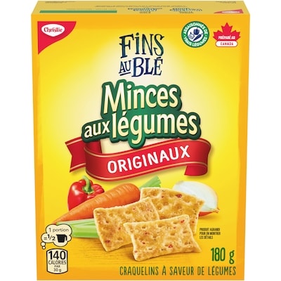 Christie Craquelins Fins au blé Minces au légumes 180 g, 1,67 $/100g