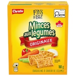 Christie Craquelins Fins au blé Minces au légumes 180 g, 1,55 $/100g