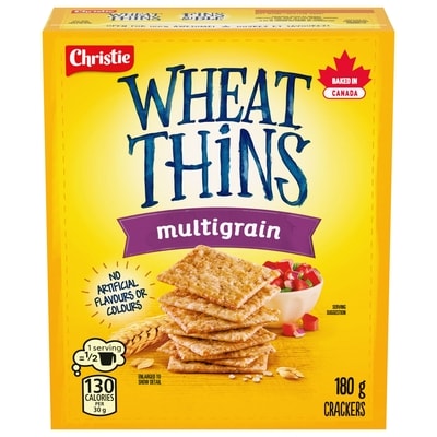 Christie WHEAT THINS Multigrain Crackers, Baked with the goodness of wheat 180 g, $2.78/100g