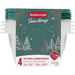 Rubbermaid TakeAlongs Square Food Storage Containers, 1.2 L (5.2 Cup), Blue Spruce, 4 Pack 1 ea, $6.00/1ea
