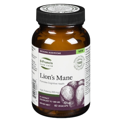St Francis Herb Farm Medicinal Mushrooms Lion's Mane High Potency 200 Mg 60 ea, $0.77/1ea