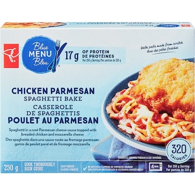 PC Menu Bleu Casserole de spaghetti au poulet parmesan 250 g, 1,60 $/100g