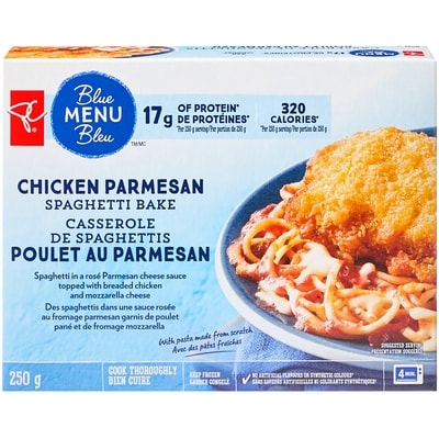 PC Menu Bleu Casserole de spaghettis au poulet parmesan 250 g, 1,60 $/100g