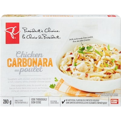 President's Choice Chicken Carbonara 260 g, $1.73/100g