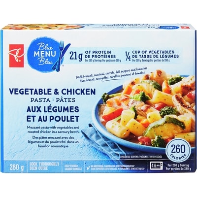 PC Blue Menu Vegetable and Chicken Pasta 280 g, $2.07/100g