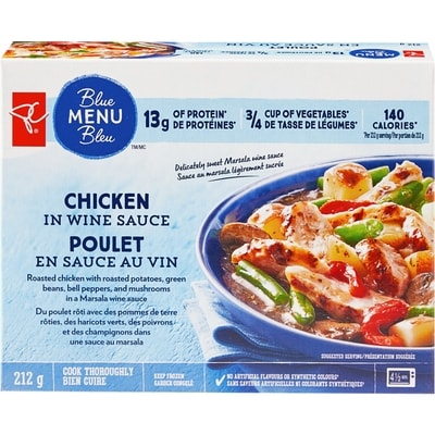 PC Blue Menu Chicken in Wine Sauce 212 g, $2.12/100g