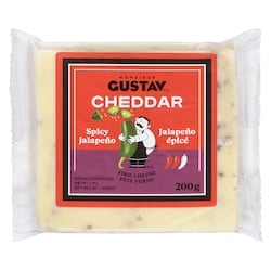 Monsieur Gustav Fromage Cheddar Jalapeno épicé 200 g, 3,90 $/100g