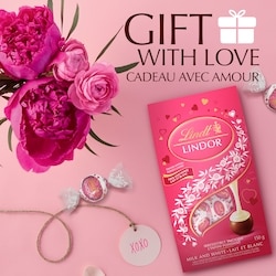 Lindt LINDOR Milk and White Chocolate Valentine's Truffles Bag