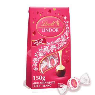 Lindt Sachet Truffes LINDOR de la Saint-Valentin au chocolat blanc et au lait 150 g, 7,33 $/100g