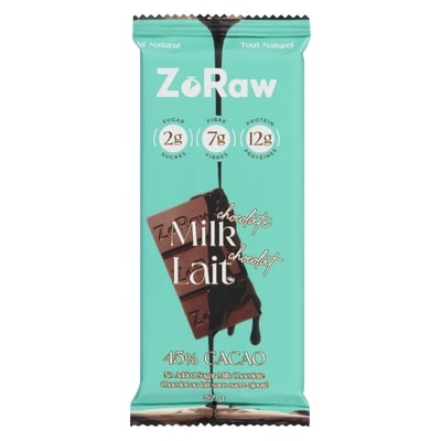 ZoRaw Milk Chocolate Bar With Protein 52 g, $9.60/100g