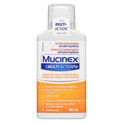 Mucinex Multi-actionmd congestion, cold & cough solution 180 ml, 9,72 $/100ml