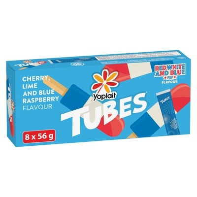 Yoplait 1% de tubes de yaourt, édition spéciale saveur de cerise, lime et framboise bleue, collations pour enfants 448 g, 0,61 $/100g