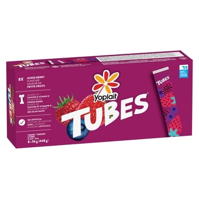 Yoplait Tubes Yogurt Mixed Berry Flavour 1% M.F. 448 g, $1.07/100g