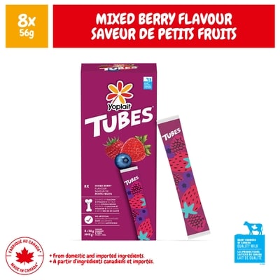 Yoplait Tubes yogourt saveur de petits fruits 1% m.g. 448 g, 1,29 $/100g
