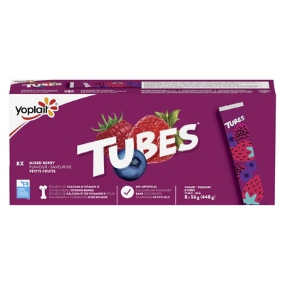 Yoplait Tubes yogourt saveur de petits fruits 1% m.g. 448 g, 1,29 $/100g
