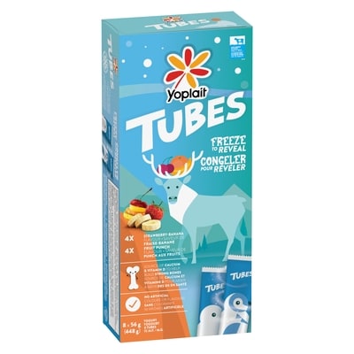 Yoplait Tubes Yogurt 1% M.F. Strawberry Banana & Fruit Punch 448 g, $0.85/100g