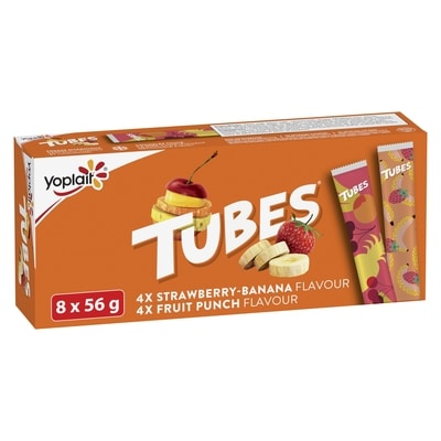 Yoplait Tubes Yogurt 1% M.F. Strawberry Banana & Fruit Punch 448 g, $1.29/100g