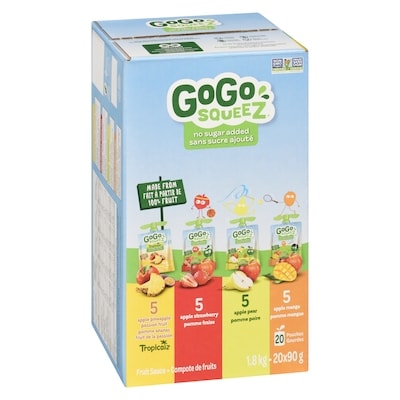 GoGo squeez Fruit Sauce Tropicalz, Apple Strawberry, Apple Pear