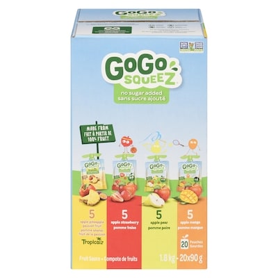 GoGo Squeez Compote de fruits paquet variétés 20x90.0 g, 0,89 $/100g