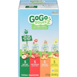 GoGo squeez Fruit Sauce Apple, Apple Strawberry, Apple Peach, Apple Banana 20x90.0 g, $1.00/100g