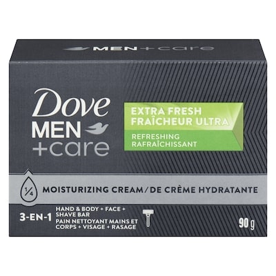 Dove Extra Fresh Pain Nettoyant Mains, Corps, Visage et Rasage pour une peau rafraîchie 90 g, 3,10 $/100g