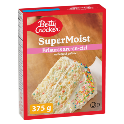Betty Crocker Super Moist mélange à gâteau brisures arc-en-ciel 375 g, 0,80 $/100g