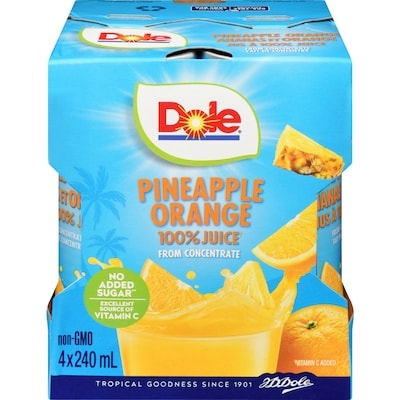 Dole 100% Juice Pineapple Orange 4x240.0 ml, $0.15/100ml