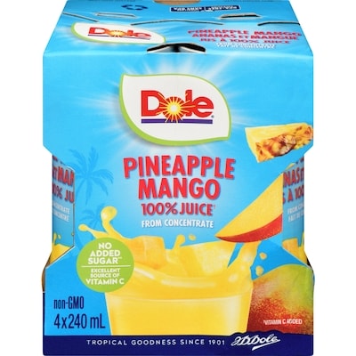 Dole 100% Juice Pineapple Mango 4x240.0 ml, $0.15/100ml