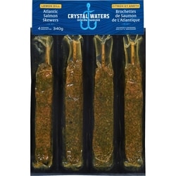 Crystal Waters Atlantic Salmon Skewers Lemon Dill 340 g, $4.41/100g