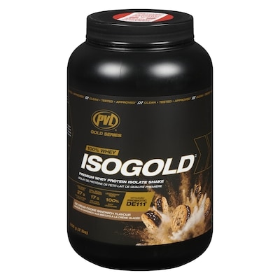 PVL Essentials Iso Gold Premium Whey Protein Isolate Shake Ice Cream Cookie Sandwich Flavour 908 g, $6.28/100g