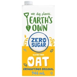 Earth's Own Zero Sugar Gluten-Free Original Oat Milk Alternative 946 ml, $0.32/100ml