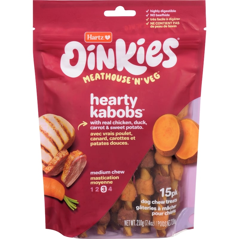Oinkies Dog Chew Treats Hearty Kabobs Medium Chew