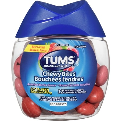 Tums Bouchées tendres baies assorties extra fort 32 ea, 0,20 $/1ch